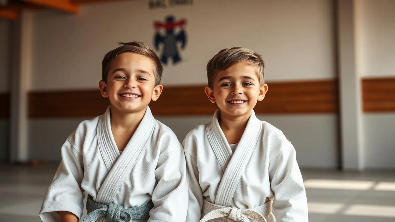 Crianças treinando jiu-jitsu infantil na BASIS em Lagoa Santa
