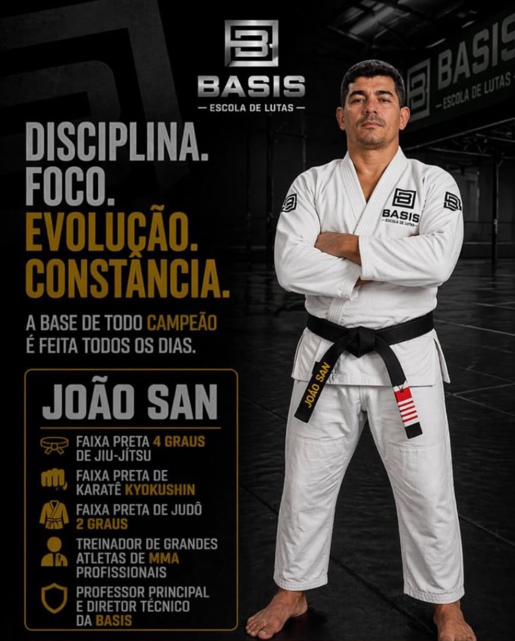 Professor João San, faixa-preta 4º grau de jiu-jitsu da BASIS Escola de Lutas em Lagoa Santa